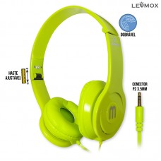 Fone de Ouvido Headphone P2 Estéreo Haste Ajustável e Dobrável Drivers 30mm M Fashion LEF-1026 Lehmox - Verde